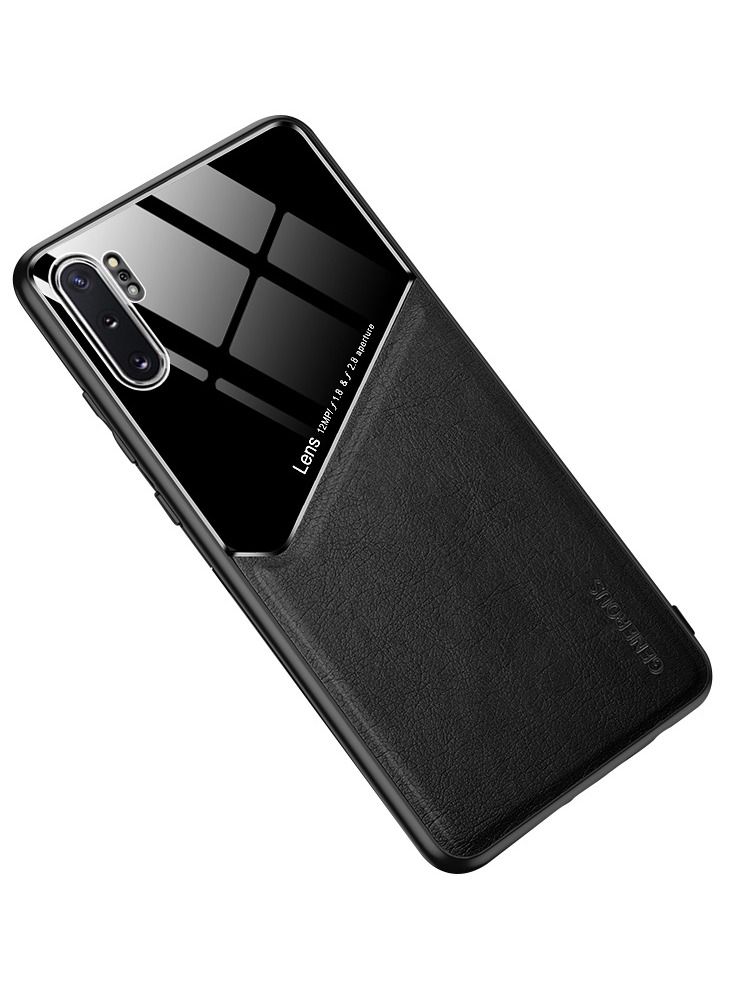 جراب جلد بملمس مغناطيسي للسيارة غطاء هاتف مغناطيسي لهاتف Samsung Galaxy Note 10 Plus_Black