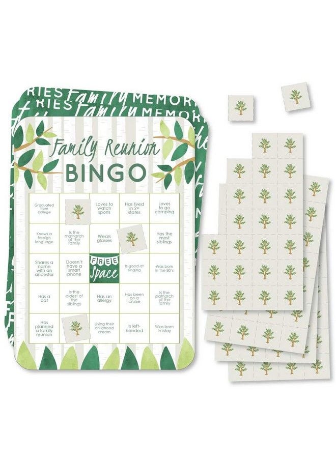 Big Dot of Happiness Family Tree Reunion Bingo Cards And Markers Family Gathering Party Bingo Game Set Of 18  - Image 1