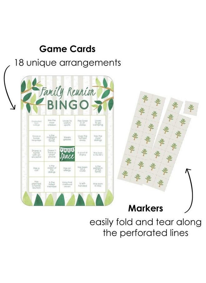 Big Dot of Happiness Family Tree Reunion Bingo Cards And Markers Family Gathering Party Bingo Game Set Of 18  - Image 3