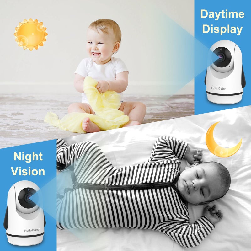 HelloBaby Video Baby Monitor with 2 Cameras and 5 Inch Split Screen Display, Remote Control Cameras with Night Vision and Temprature Monitoring - Image 5
