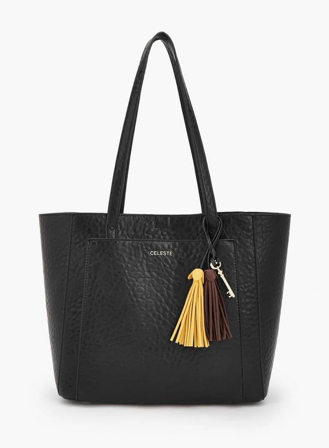 Celeste BLACK Textured School Tote Bag With Pouch - 37x13.5x28 CM for Women | Best Price UAE