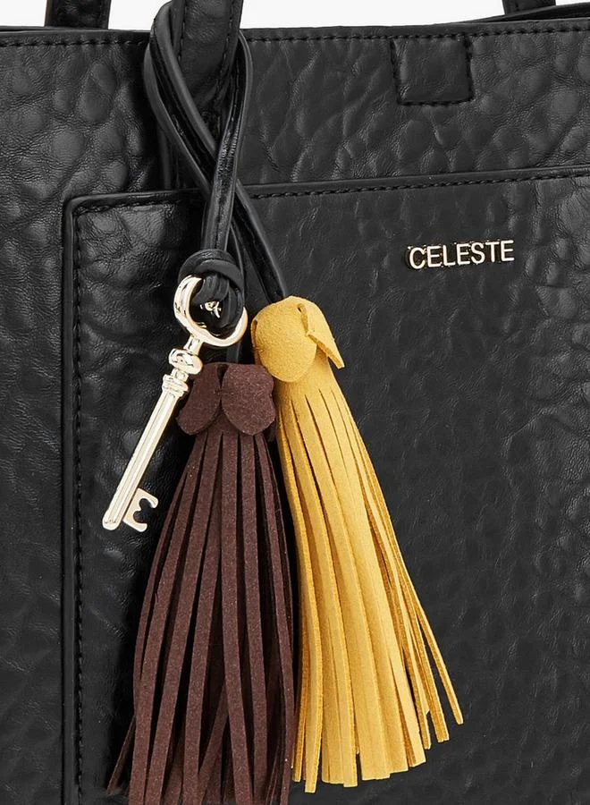 Celeste BLACK Textured School Tote Bag With Pouch - 37x13.5x28 CM for Women | Best Price UAE