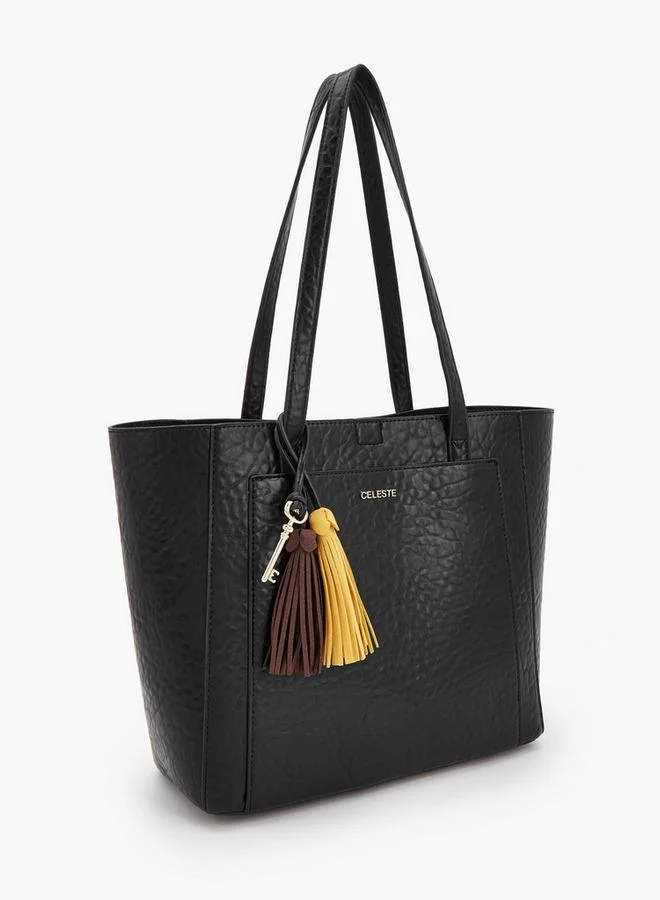 Celeste BLACK Textured School Tote Bag With Pouch - 37x13.5x28 CM for Women | Best Price UAE