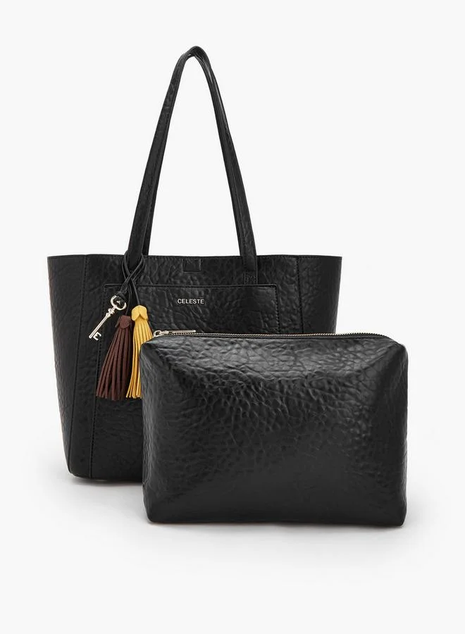 Textured School Tote Bag With Pouch - 37x13.5x28 CM