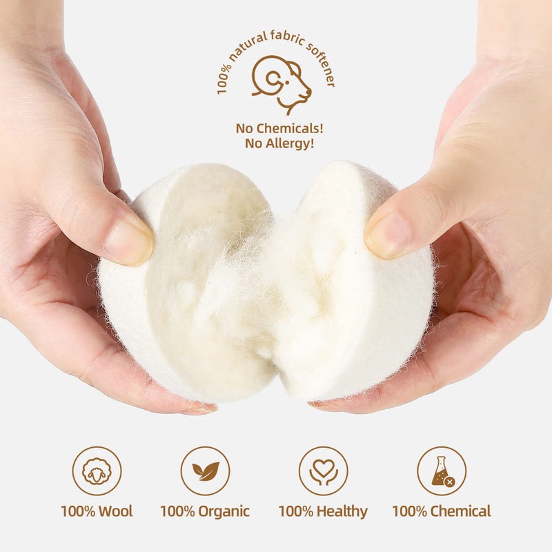 ZERNBER Wool Dryer Balls XL 6-Pack, Dryer Balls Laundry Reusable Reduce Clothing Wrinkles, Drying Clothes Faster - Image 5