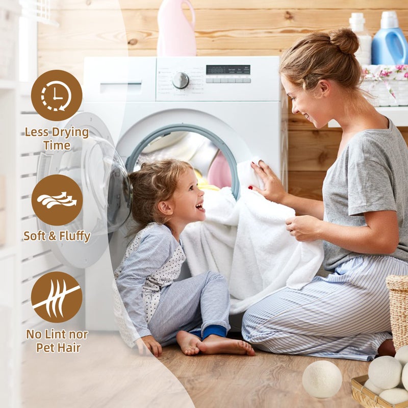 ZERNBER Wool Dryer Balls XL 6-Pack, Dryer Balls Laundry Reusable Reduce Clothing Wrinkles, Drying Clothes Faster - Image 4