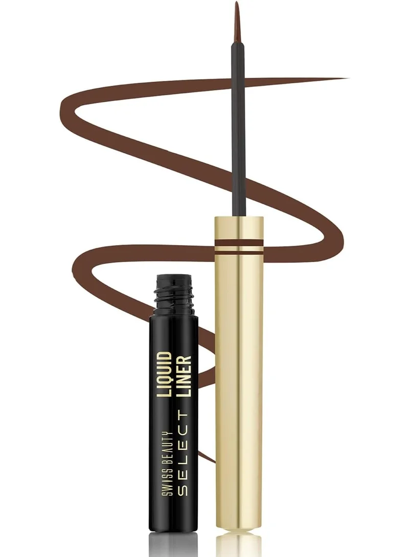 Swiss Beauty SWISS BEAUTY Select Here To Stay Semi-Matte Liquid Waterproof Eyeliner | With Precise & Pointed Tip | Smudge-Proof, Transfer- Proof | Shade- Mood Brown| 3ml |