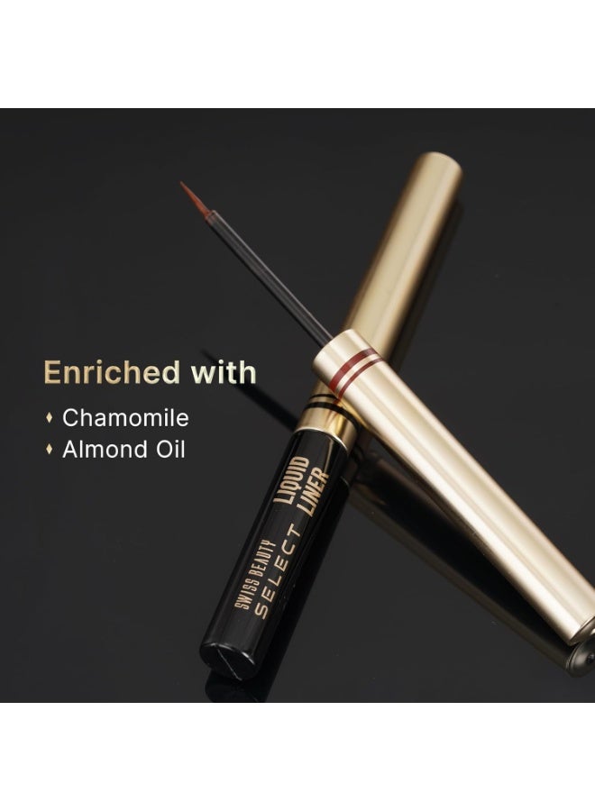 SWISS BEAUTY Select Here To Stay Semi-Matte Liquid Waterproof Eyeliner | With Precise & Pointed Tip | Smudge-Proof, Transfer- Proof | Shade- Mood Brown| 3ml | - Image 4