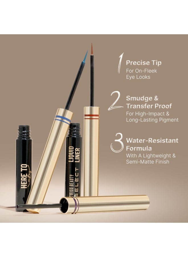 SWISS BEAUTY Select Here To Stay Semi-Matte Liquid Waterproof Eyeliner | With Precise & Pointed Tip | Smudge-Proof, Transfer- Proof | Shade- Mood Brown| 3ml | - Image 3