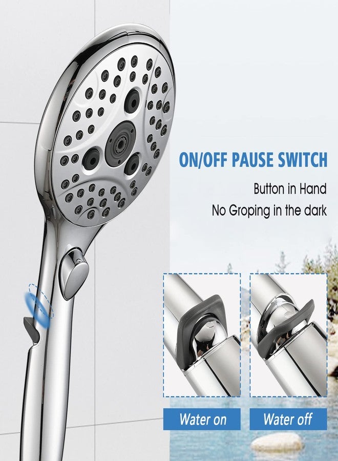 PROOX All Metal Diverter Tub Spout, 6 Settings Hand Held Shower with ON/Off Pause Switch, Adjustable Slide Bar, Chrome - Image 4