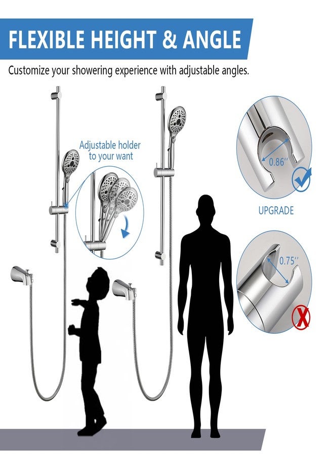 PROOX All Metal Diverter Tub Spout, 6 Settings Hand Held Shower with ON/Off Pause Switch, Adjustable Slide Bar, Chrome - Image 2