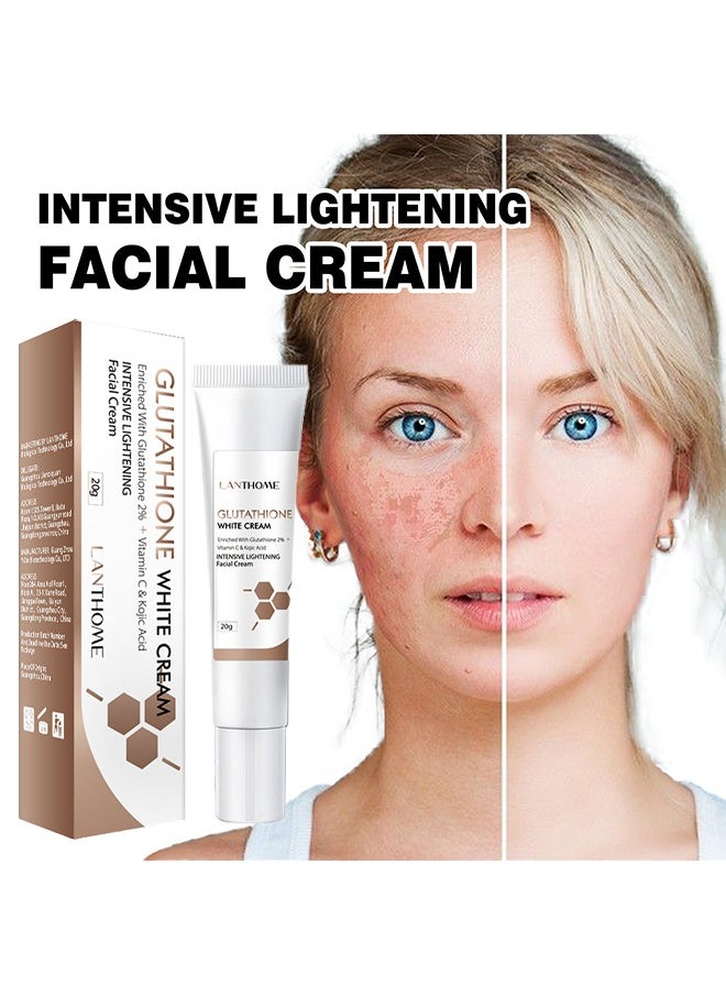 Lanthome Glutathione White Cream - Facial Dark Spots Remover 2% Glutathione Face Cream Whitening Moisturizing Facial Cream Face Moisturizer Facial Skin Care Cream Intensive Lightening Facial Cream 20g  - Image 1