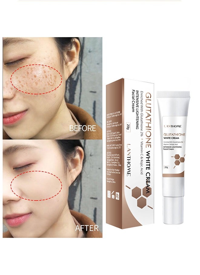 Lanthome Glutathione White Cream - Facial Dark Spots Remover 2% Glutathione Face Cream Whitening Moisturizing Facial Cream Face Moisturizer Facial Skin Care Cream Intensive Lightening Facial Cream 20g  - Image 3