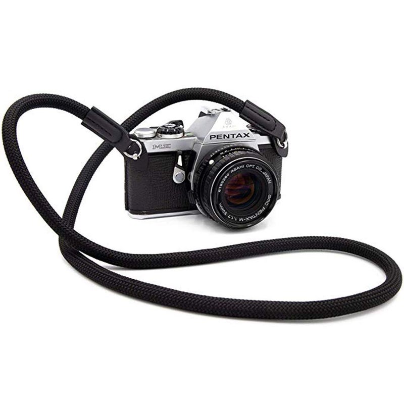 Eorefo Camera Strap Vintage 100cm Nylon Climbing Rope Camera Neck Shoulder Strap for Micro Single and DSLR Camera.(Black) - Image 2