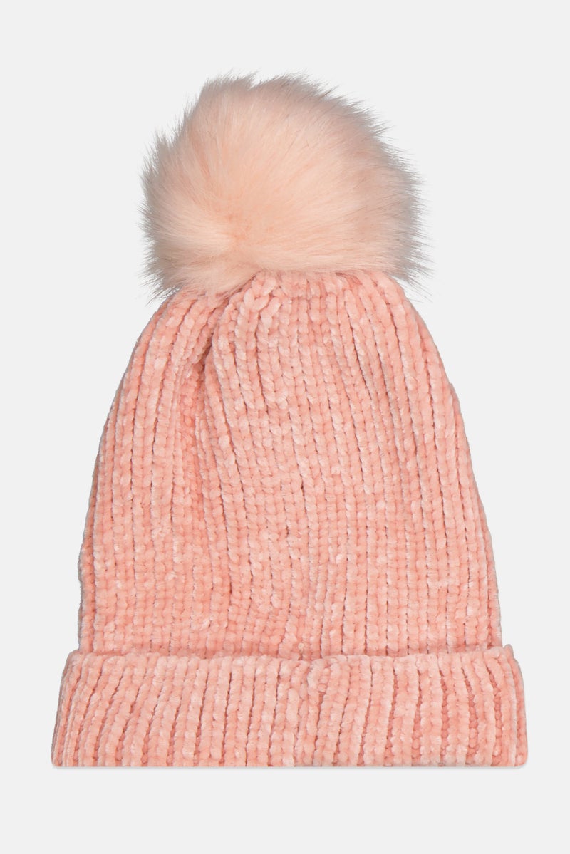 Champion Women Brand Logo Beanie Cap, Peach  - Image 2