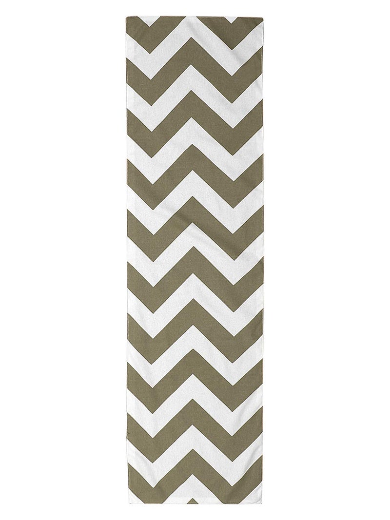 Dekor World 1 Piece Cotton Chevron Printed Table Runner (Beige, 6 Seater Table Runner- 33x180cm or 13x72 Inch)-for Dining & Center Table - Image 3