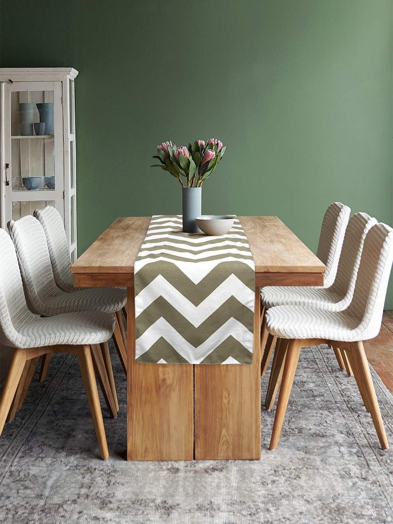 Dekor World 1 Piece Cotton Chevron Printed Table Runner (Beige, 6 Seater Table Runner- 33x180cm or 13x72 Inch)-for Dining & Center Table - Image 2