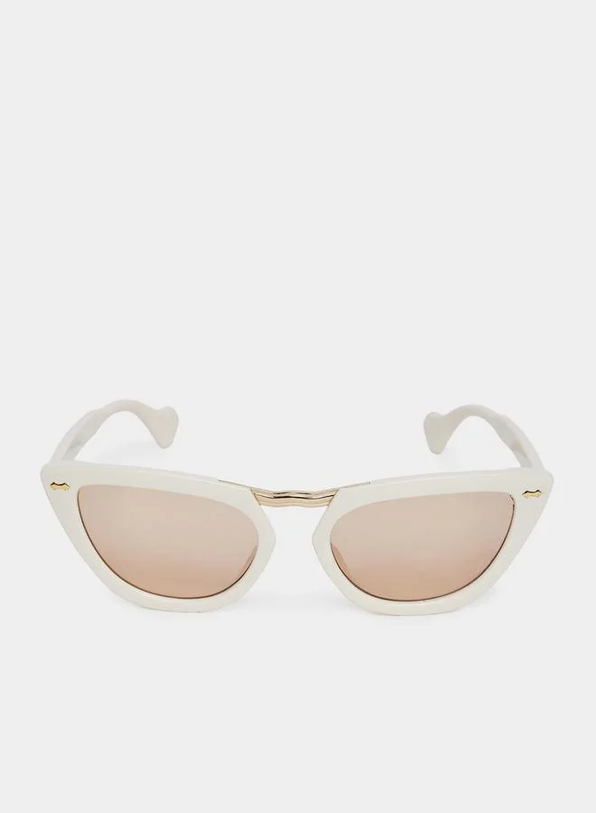 Styli Styli Solid Lens Saddle Nose Cat Eye Sunglasses