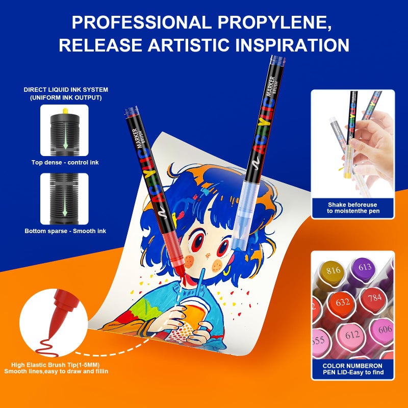 Sanyetral 240 Colors Acrylic Paint Markers with Carrying Bag and Shoulder Strap, Soft Brush Tip Paint Pens, Acrylic Pens for Wood, Canvas, Glass, Fabric, Egg, Rock Painting and DIY Crafts Art Supplies (240) - Image 4