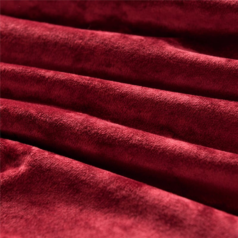 Fredsure Distressed Velvet Comforter Set, 5 Pieces Burgundy Red Queen, Distressed Velvet Face and Brushed Microfiber Reverse - Image 5