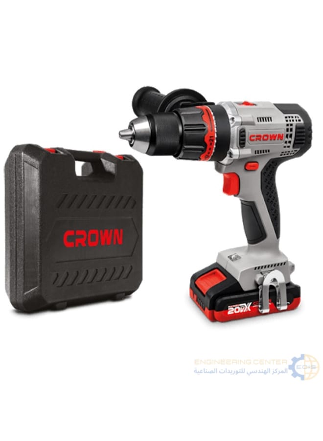 Crown CT21076HMX 13mm Metal Chuck 20V 2A 2 Batteries + Charger