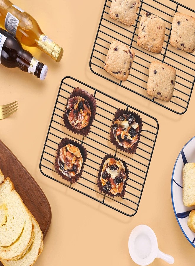 P&P CHEF رفوف تبريد وخبز من P&P CHEF، عبوة من قطعتين، رفوف تبريد من الفولاذ المقاوم للصدأ للطهي والخبز والتحميص والشواء والتجفيف، أسلاك كثيفة وحواف ناعمة، سهلة التنظيف، أسود، 8.6 بوصة × 6.2 بوصة - Image 5