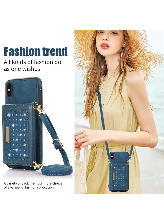 اس-توب جراب هاتف iPhone XS مصنوع من الجلد ثلاثي الطي بتقنية RFID مع حبل - Image 4