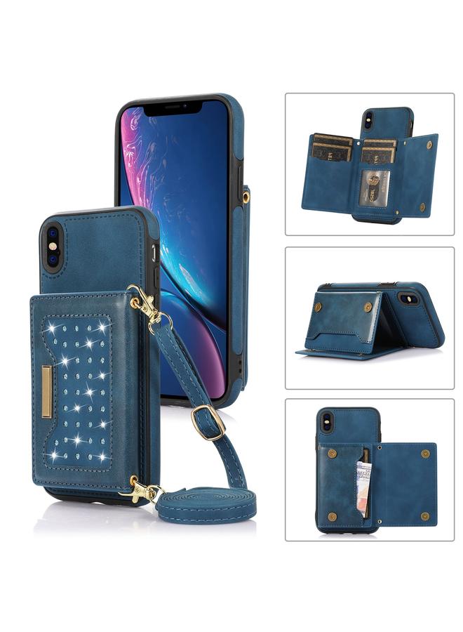 اس-توب جراب هاتف iPhone XS مصنوع من الجلد ثلاثي الطي بتقنية RFID مع حبل - Image 1