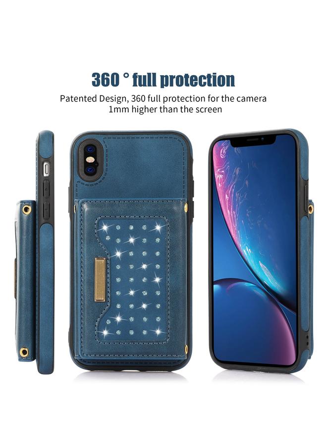 اس-توب جراب هاتف iPhone XS مصنوع من الجلد ثلاثي الطي بتقنية RFID مع حبل - Image 2