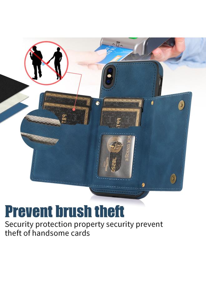 اس-توب جراب هاتف iPhone XS مصنوع من الجلد ثلاثي الطي بتقنية RFID مع حبل - Image 5