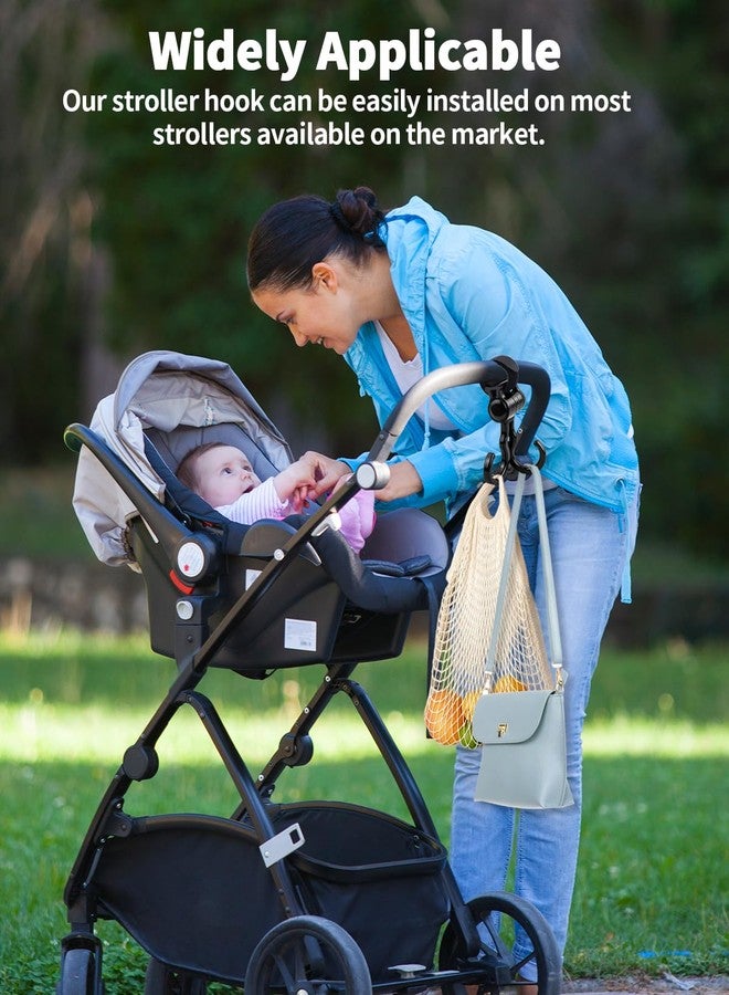 OXDFK 2 PCS Walker Hook Hanging with Dual Hook, 360° Rotation Multipurpose Stroller Hooks for Hanging Diaper Bags, Baby Stroller Wheelchair Hanger Clip Accessories, for Walker, Shopping Cart, Car Back Seat - Image 5