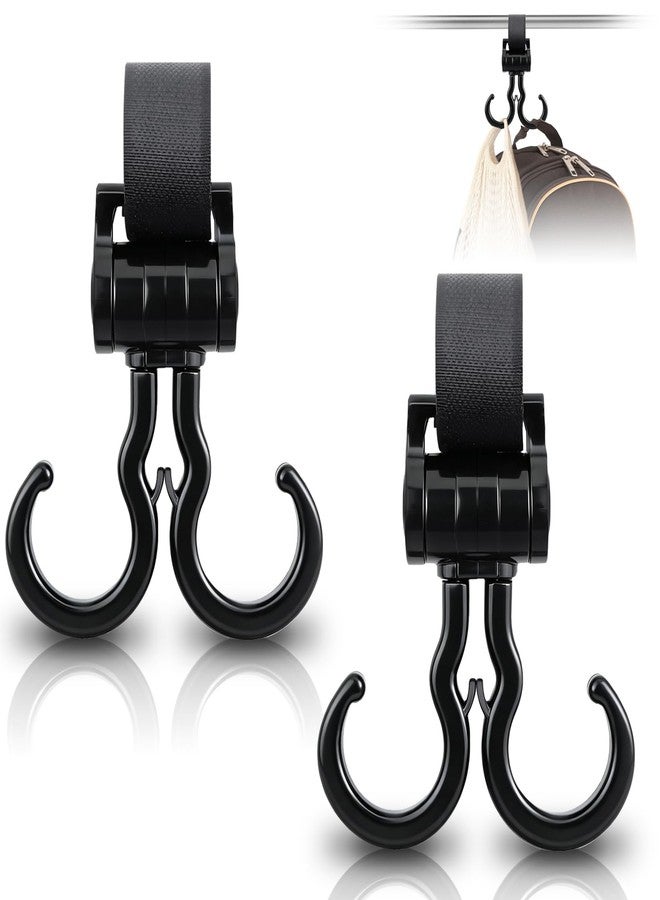 OXDFK 2 PCS Walker Hook Hanging with Dual Hook, 360° Rotation Multipurpose Stroller Hooks for Hanging Diaper Bags, Baby Stroller Wheelchair Hanger Clip Accessories, for Walker, Shopping Cart, Car Back Seat - Image 1
