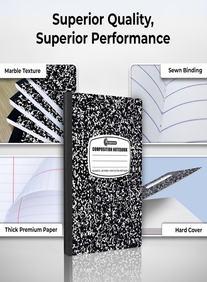 Rosmonde Composition Notebook Wide Ruled 5 Pack, 200 Pages (100 Sheets), 9-3/4 x 7-1/2, Back to School Supplies, Notebooks for School, Office Supplies, Notebooks for Work, Wide Ruled Notebook - Image 2