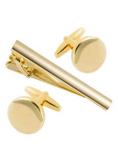 Cufflinks And Tie Clip Set For Men Personalized Cuff Links Business Wedding Father'S Day Gift (Gold)
