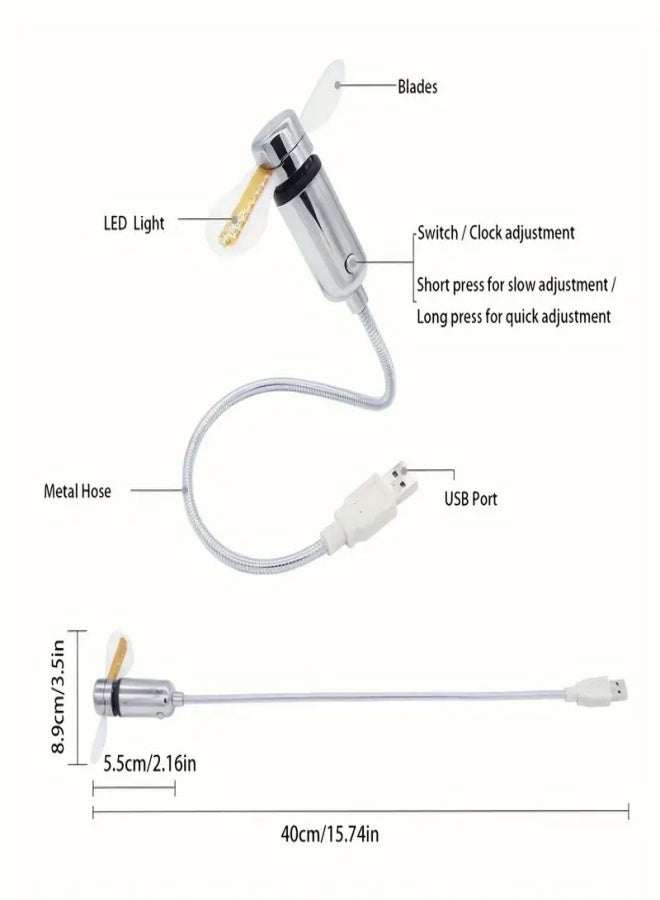 Loquat 1ps, USB Clock Fan Portable With LED time display - Mini Flexible Cooling Fan with Switch - Perfect for Desktop, Laptop, Tablet - Convenient and Energy-Efficient - Image 3