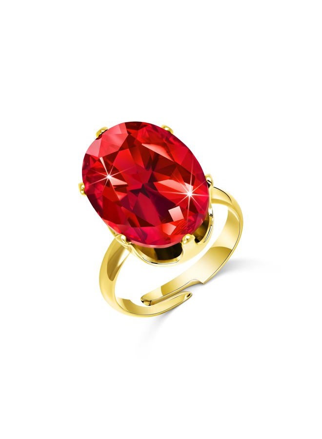 Linawe Ruby Rings for Women Gold Plated, Red Cubic Zirconia Diamond Adjustable Ring, Vintage Boho Cocktail Crystal Gemstone Chunky Rings, Wedding Dupes Women Jewelry, Large, Rhinestone Glass Stone, - Image 5