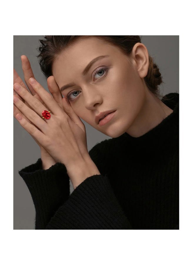 Linawe Ruby Rings for Women Gold Plated, Red Cubic Zirconia Diamond Adjustable Ring, Vintage Boho Cocktail Crystal Gemstone Chunky Rings, Wedding Dupes Women Jewelry, Large, Rhinestone Glass Stone, - Image 3