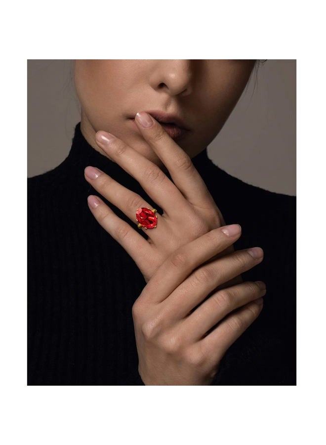 Linawe Ruby Rings for Women Gold Plated, Red Cubic Zirconia Diamond Adjustable Ring, Vintage Boho Cocktail Crystal Gemstone Chunky Rings, Wedding Dupes Women Jewelry, Large, Rhinestone Glass Stone, - Image 4
