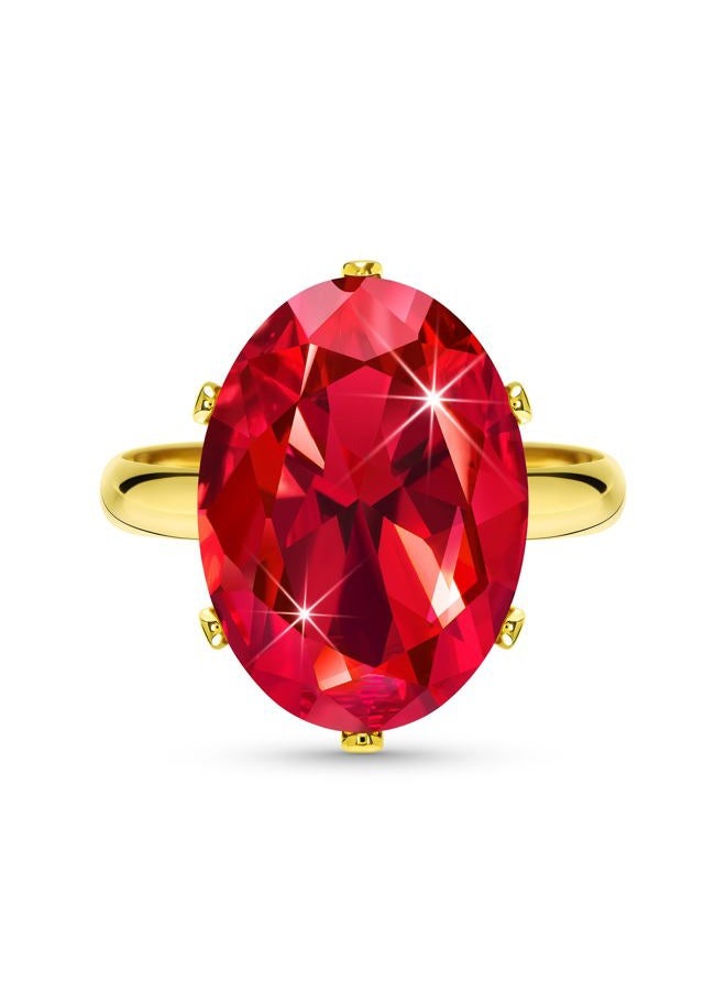 Linawe Ruby Rings for Women Gold Plated, Red Cubic Zirconia Diamond Adjustable Ring, Vintage Boho Cocktail Crystal Gemstone Chunky Rings, Wedding Dupes Women Jewelry, Large, Rhinestone Glass Stone, - Image 1