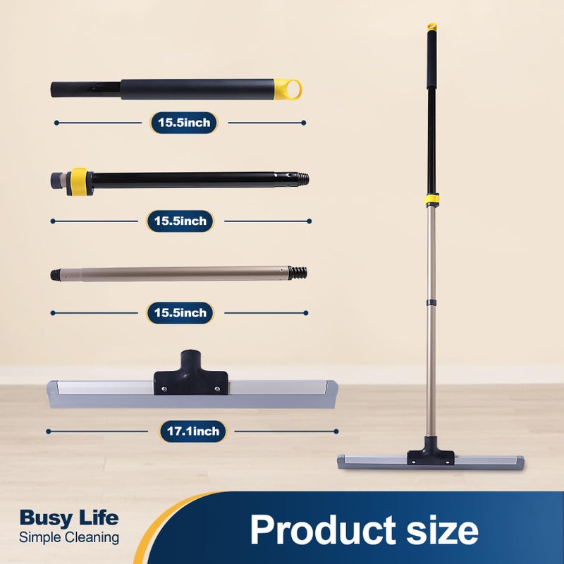 Yocada Floor Squeegee Scrubber Broom Rubber TPR Blade Telescopic Pole Household Broom for Garage Courtyard Shower Bathroom Floor Marble Glass Tile Water Foam Pet Hair Removal Cleaning 55 inch - Image 4
