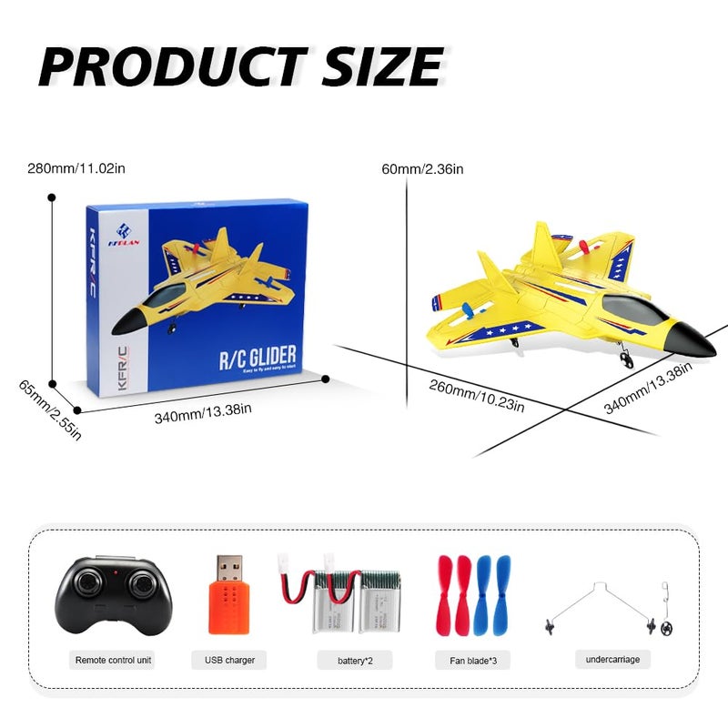 RoofWorld Yellow RC Plane for Kids Upgrade F22 Raptor Fighter RC Airplane Remote Control Airplane Toys 24 GHZ Smart 6axis Gyro Stabilizer RTF RC Jet Aircraft Easy to Fly Outdoor Toy RC Glider for Beginners - Image 2