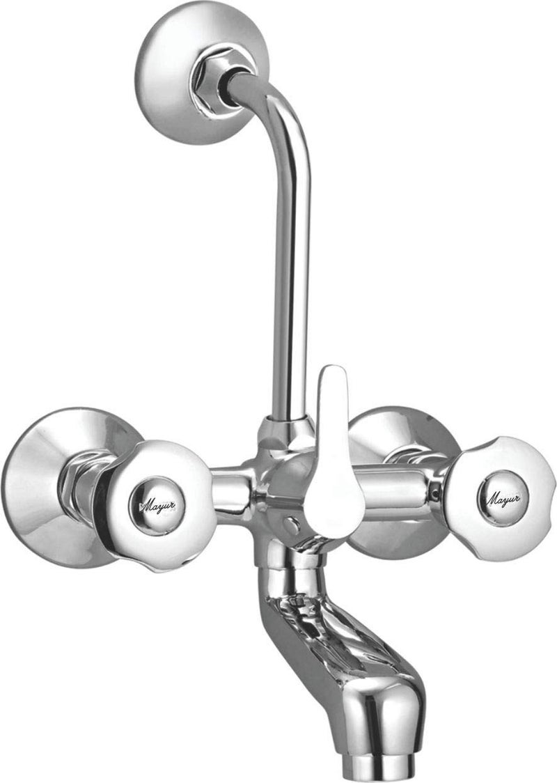 ÖCICH Brass Wall Mixer Tap for Bathroom with Overhead Shower Arrangement (Sleek) | Chrome Finish, Hot & Cold Water Mixer, 10-Year Warranty
