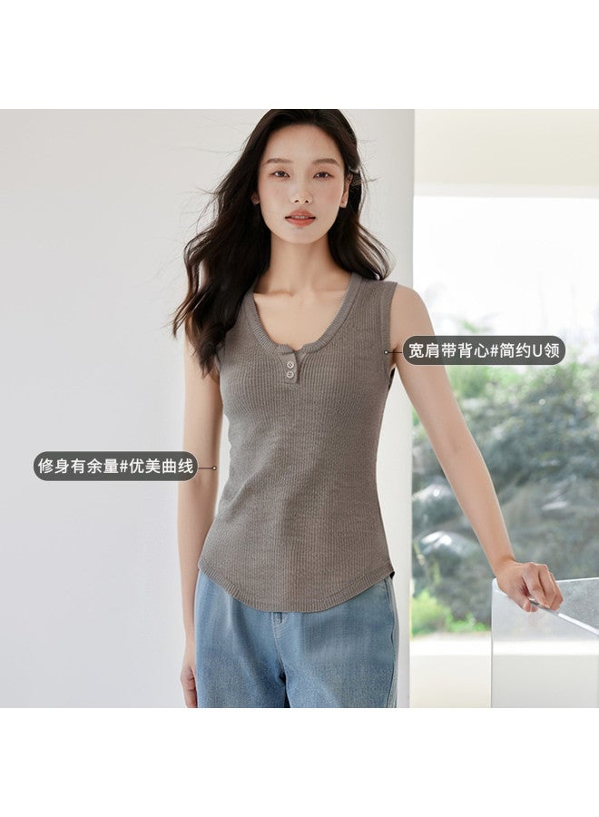 Hstyle U-neck Knit Top Women's Summer 2025 Fashion Slimming Comfortable Casual Versatile Basic Blouse - Image 5