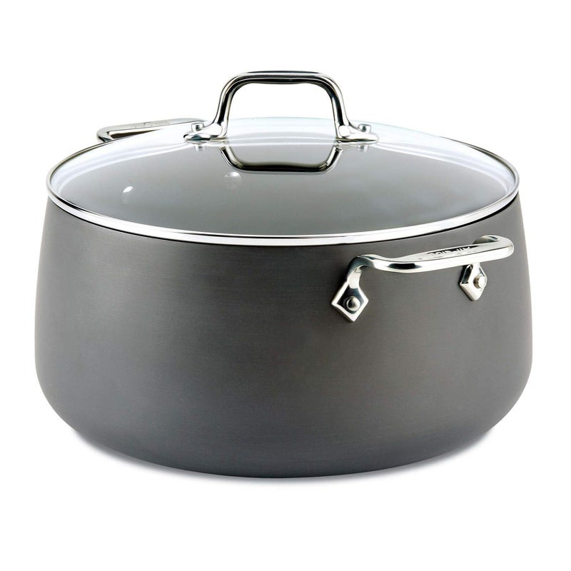 All-Clad AllClad HA1 Hard Anodized Nonstick Stockpot 8 Quart Induction Oven Broiler Safe 500F Lid Safe 350F Pots and Pans Cookware Black 