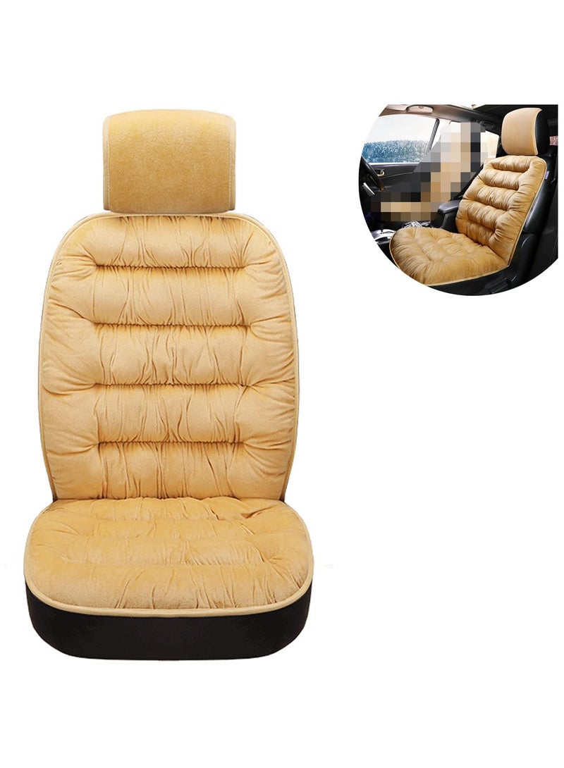 Excefore Cushioned Car Seat Cover, Warm Short Plush Seat Cushion for Front Rear Pad, Soft Fuzzy Seat Protector for Winter, Auto Interior Women Men Accessories for Vehicles, SUV, Truck(Beige) - Image 1