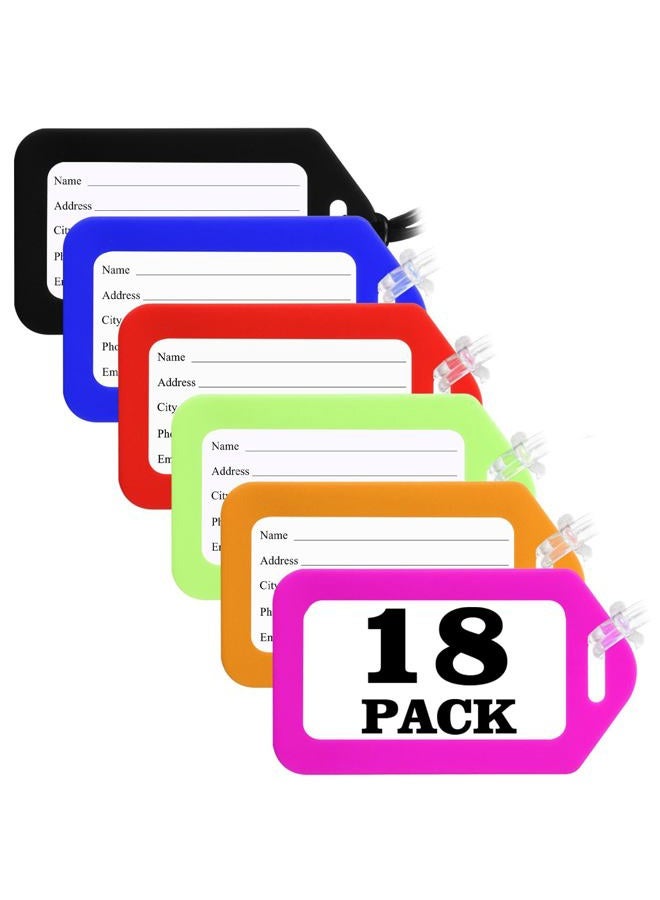 Sodsay 18 Pack Luggage Tag Bright Luggage Tags for Suitcases Bag Tags Name Tags for Kids Travel Accessories Must Haves (18 Pack Mixed Colors) - Image 1