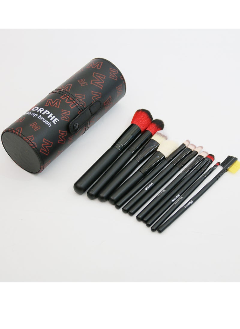 Morphe مجموعة فرش مكياج احترافية مكونة من 12 قطعة مع حامل أكواب باللون الأسود  - Image 2