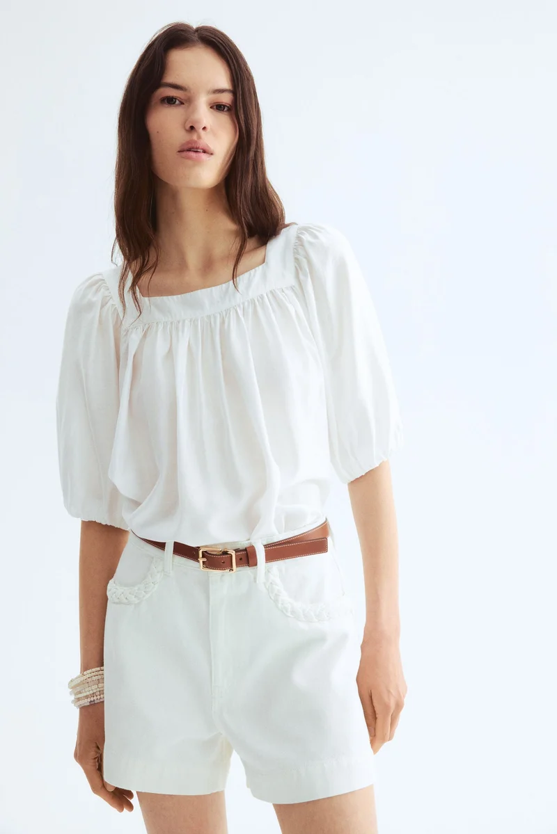 اتش اند ام بلوزة بأكمام بالون