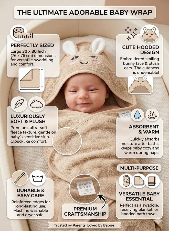COTSON ;lasting wear in every pair Ultra Soft Baby Bath Towel with Hood, Absorbent Microfiber Towel for Infants & Toddlers (70x70 cm) (Brown) - Image 3