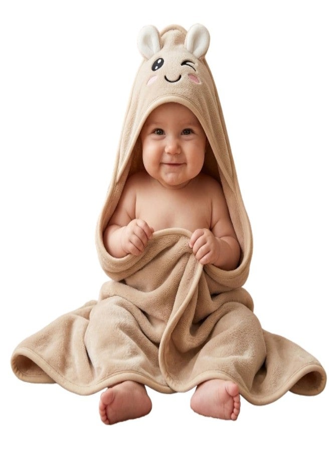 COTSON ;lasting wear in every pair Ultra Soft Baby Bath Towel with Hood, Absorbent Microfiber Towel for Infants & Toddlers (70x70 cm) (Brown) - Image 1